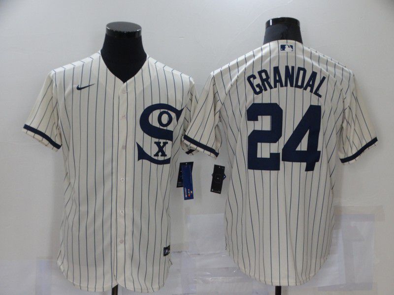 Men Chicago White Sox #24 Grandal Cream stripe Dream version Elite Nike 2021 MLB Jersey->chicago white sox->MLB Jersey